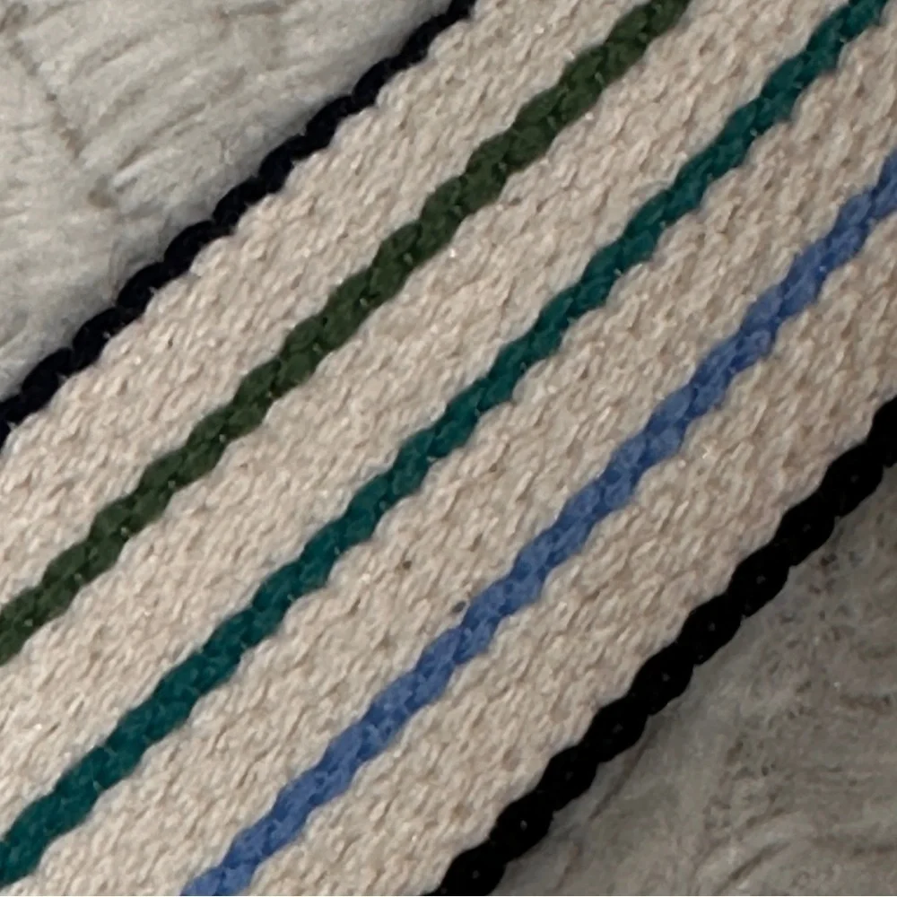 Eddie Bauer Suede Multi-colored Canvas Striped Belt Unisex Preppy Business  S/P